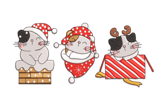 Christmas Baby Cats: A Cozy Embroidery Design for Holiday Crafts
