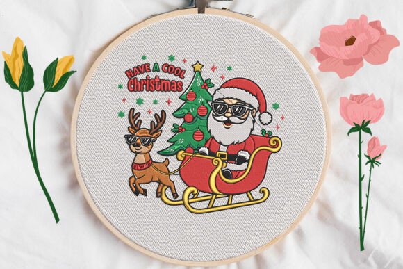 Cool Santa Funny Christmas Embroidery Design