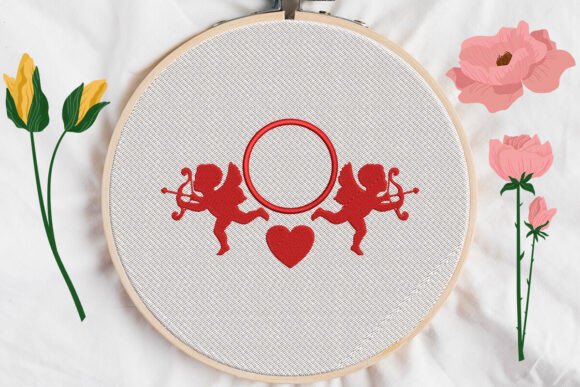 Double Cupid Monogram Frame: A Sweet Touch for Personalized Embroidery