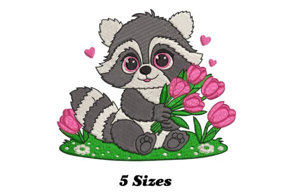 Floral Raccoon: A Playful Embroidery Design for Small Business Merch
