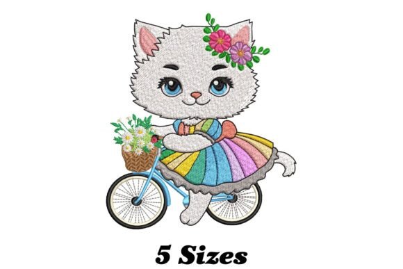 Funny Cat Riding Cycle: A Playful Holiday Embroidery Pick