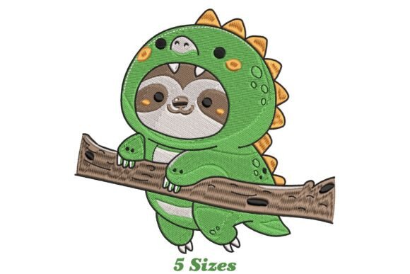 Funny Dino-Sloth: A Playful Embroidery Design for Etsy Sellers