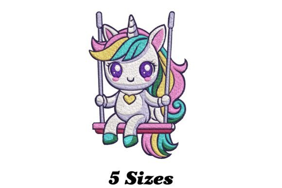 Funny Unicorn on a Swing: A Playful Embroidery Design for Small Business Merch