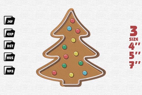 Gingerbread Tree Cookie: Festive Charm for Holiday Embroidery